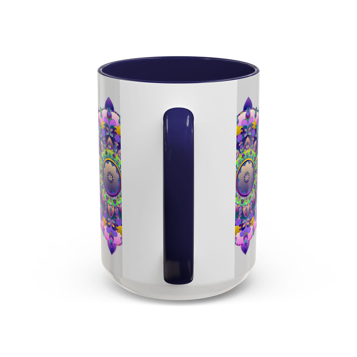 Beautiful mandala art mug featuring a colorful and intricate floral design