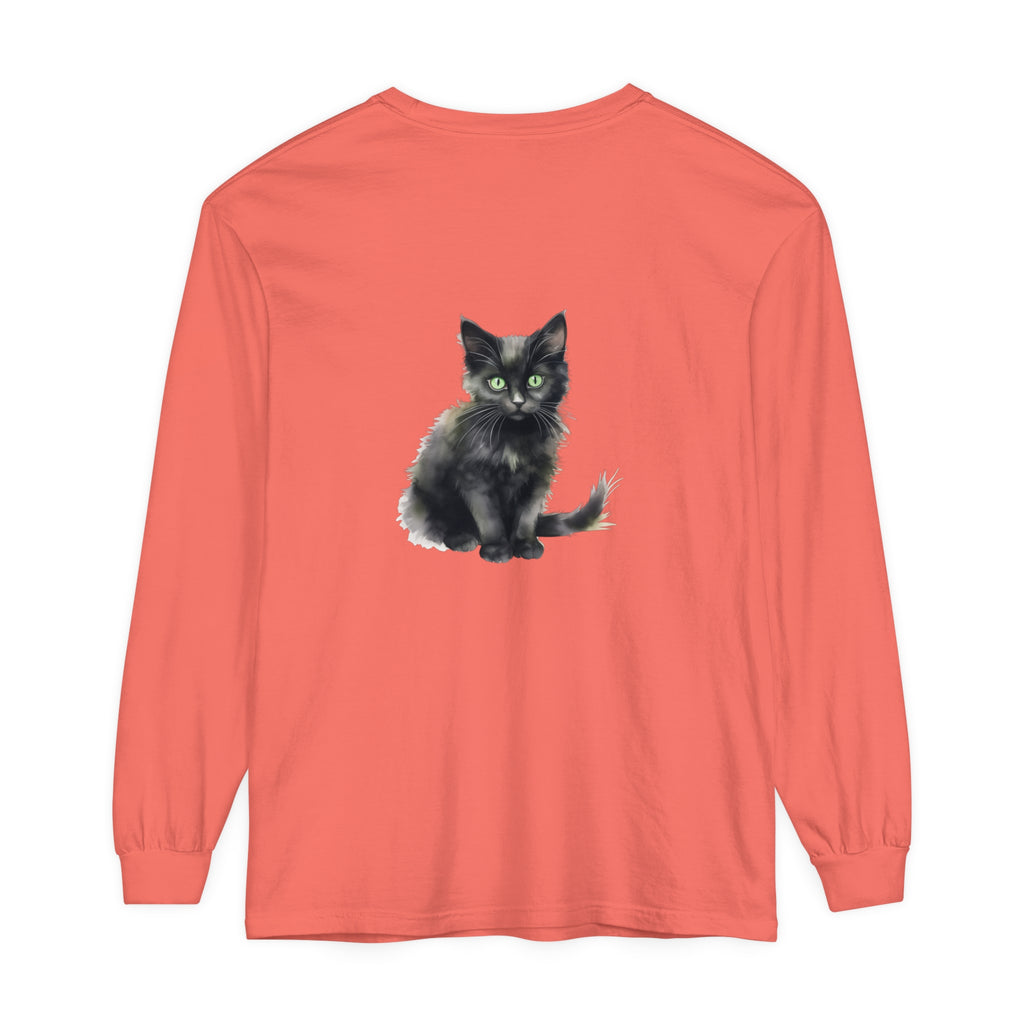 Black Cat Watercolor T-Shirt with Green Eyes - Unique and Stylish Apparel for Cat Lovers