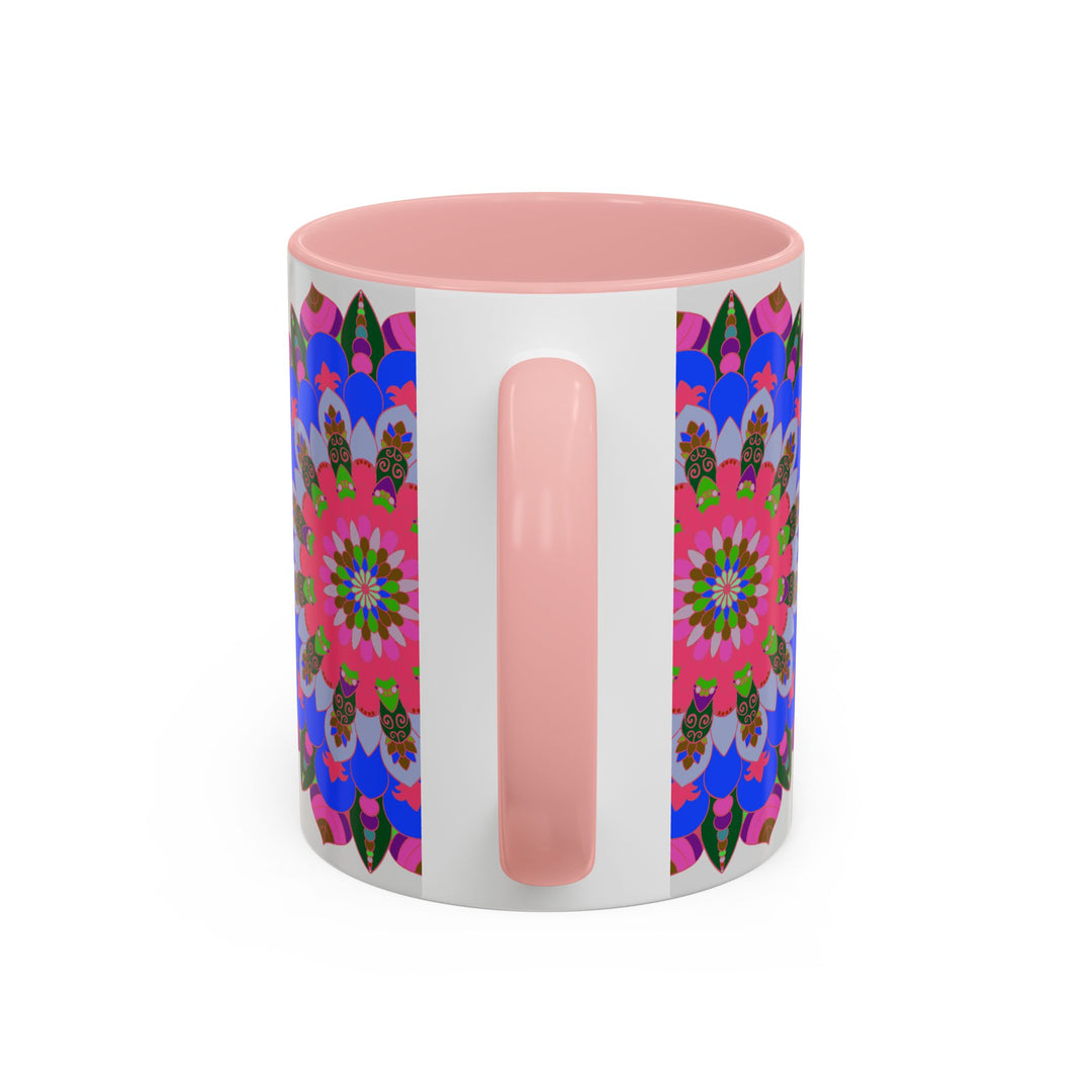 Colorful mandala mug featuring an intricate and detailed design with vibrant colors