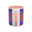 Colorful mandala mug featuring an intricate and detailed design with vibrant colors