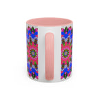 Colorful mandala mug featuring an intricate and detailed design with vibrant colors