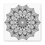 Handmade Mandala Art - Black & White Wall Art - Matte Canvas, Stretched, 125 - Intricately designed circular pattern on canvas, perfect for home decor