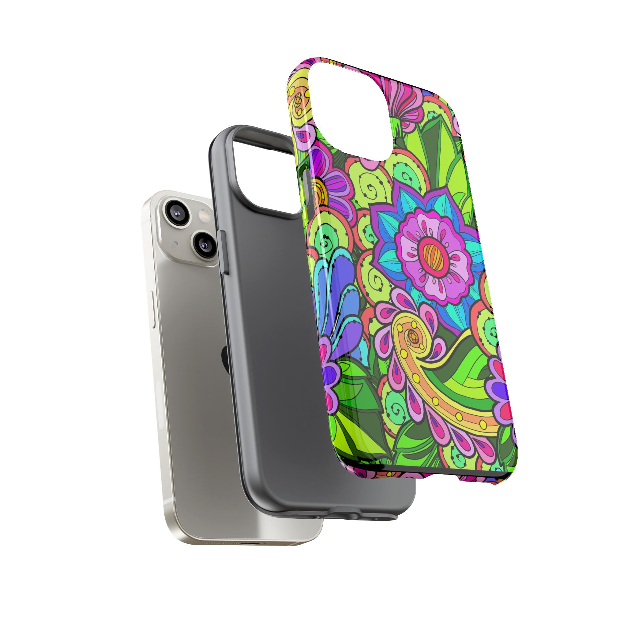 Floral Fantasy iPhone and Google Pixel Case in Bright Green Palette