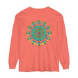 Colorful and vibrant long sleeve tie dye t-shirt with psychedelic mandala design