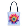 Colorful and vibrant Rainbow Mandala Tote Bag, perfect for carrying all your essentials in style