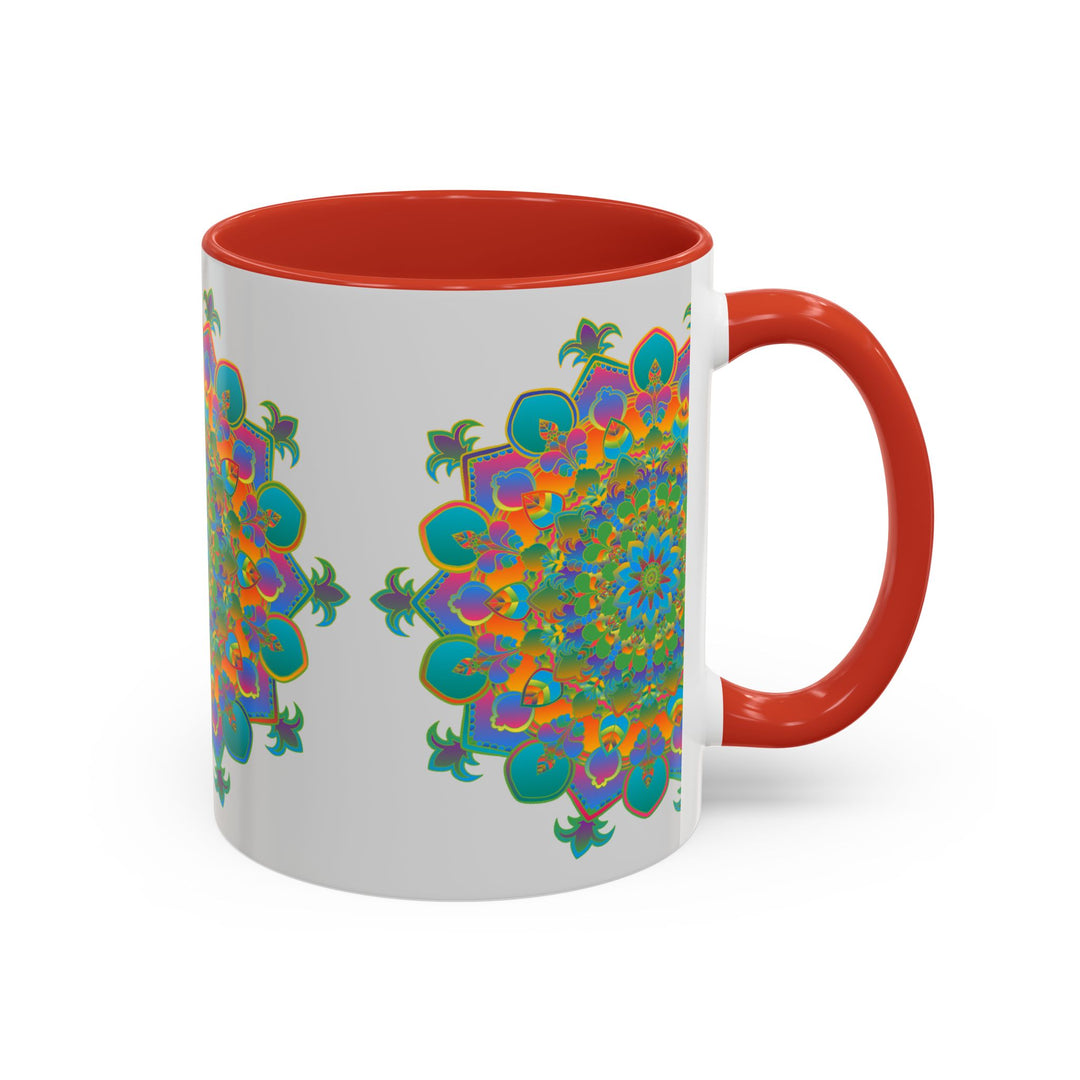 Colorful and intricate mandala art design on ceramic coffee mug