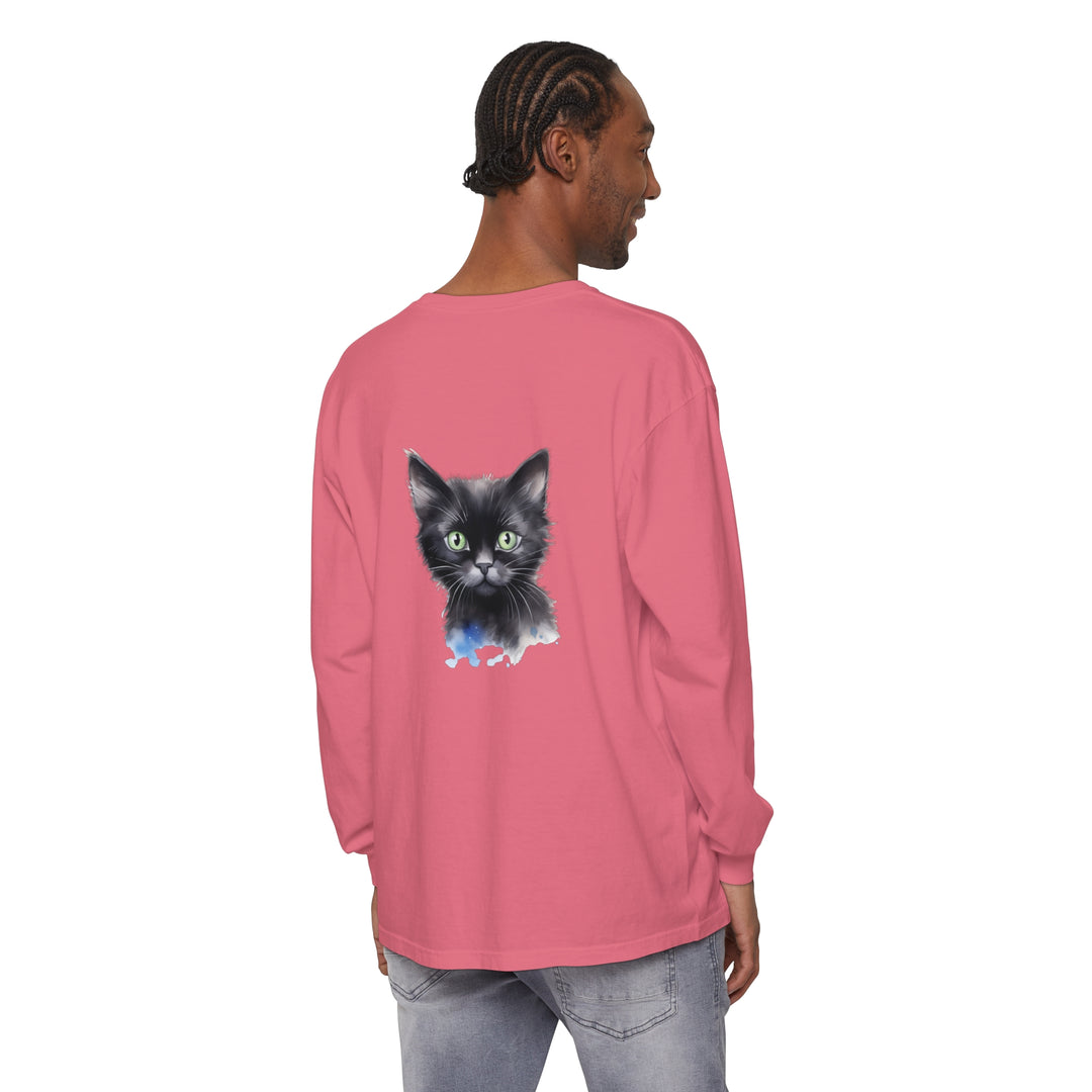 Black Cat Watercolor Unisex T-Shirt featuring a vibrant and detailed watercolor design of a black cat on a high-quality, comfortable unisex t-shirt