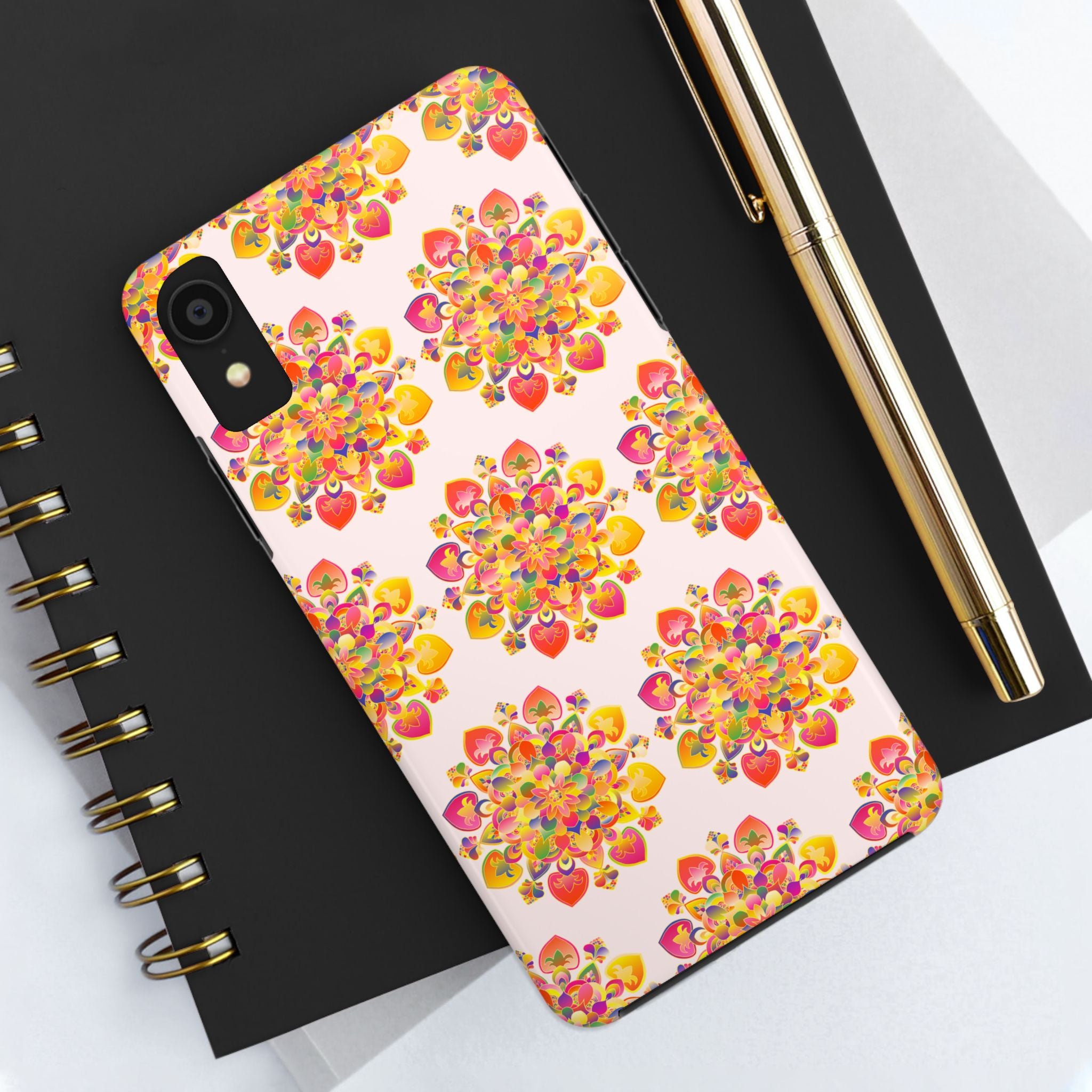 Phone Case - Hand-Drawn Mandala Art - Light Pink Long Description 29