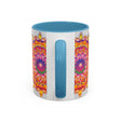Colorful mandala art mug with intricate floral design, perfect for tea or coffee