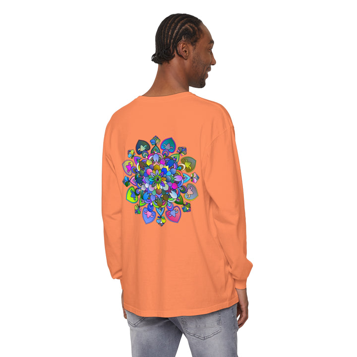 Colorful and intricate mandala design long sleeve t-shirt for a vibrant look