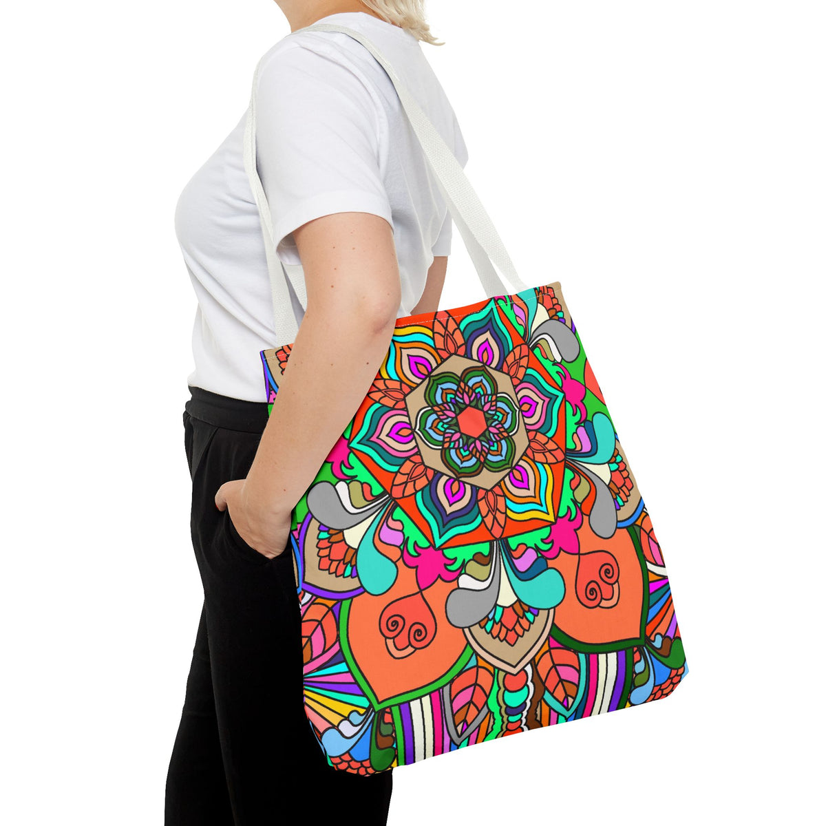 Colorful Mandala Tote Bag — Vibrant Boho All-Over Print Beach & Market Tote