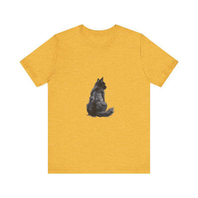 Elegantes schwarzes Katzen-Silhouette-T-Shirt, das katzenartige Anmut hervorruft