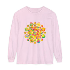 Colorful, intricate mandala design long sleeve t-shirt with psychedelic print