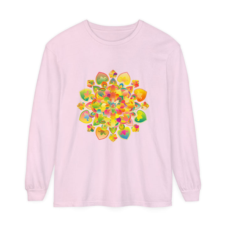 Colorful, intricate mandala design long sleeve t-shirt with psychedelic print