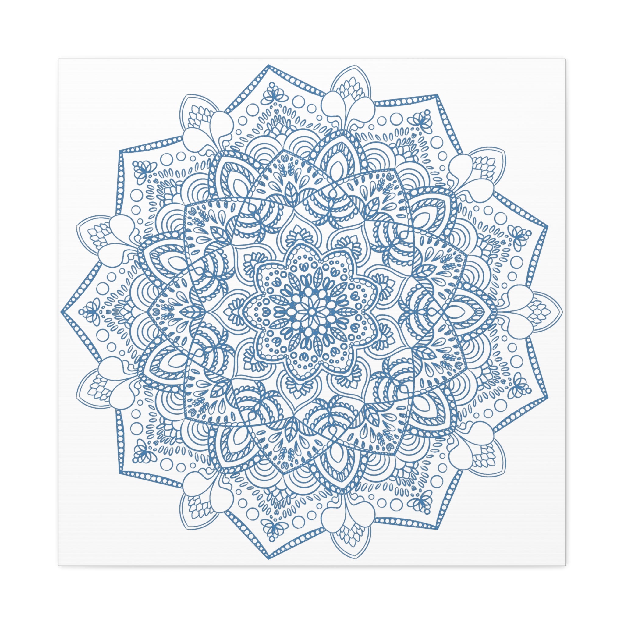 Handmade Mandala Art - Steel Blue Mandala Design Wall Art - Matte Canvas Stretched 125 - Decorative Handcrafted Artwork for Home Décor