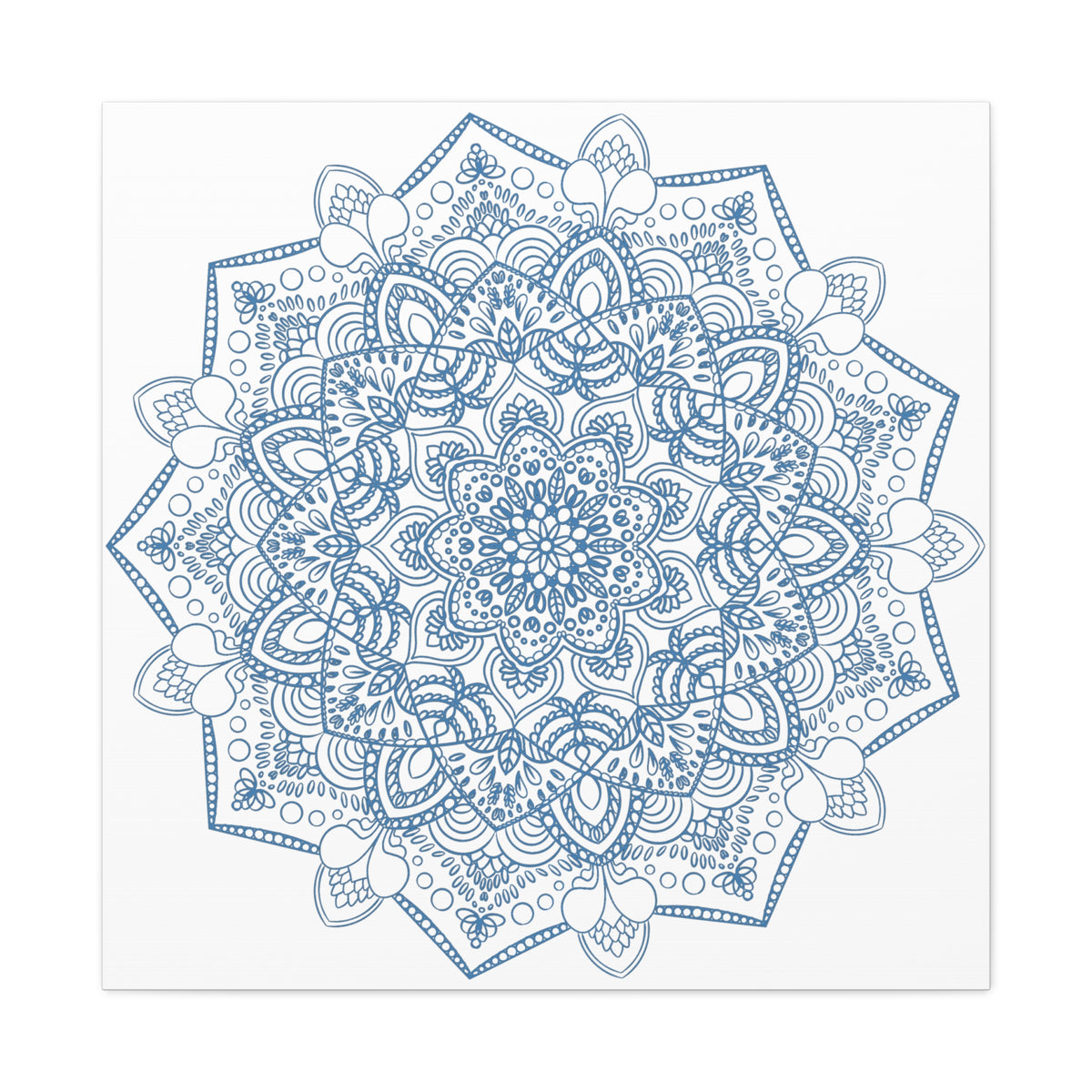 Handmade Mandala Art - Steel Blue Mandala Design Wall Art - Matte Canvas Stretched 125 - Decorative Handcrafted Artwork for Home Décor