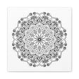 Handmade black and white mandala art on matte canvas, stretched and 125 inches thick