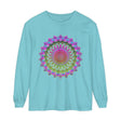 Colorful and intricate mandala design on a unisex long sleeve T-shirt