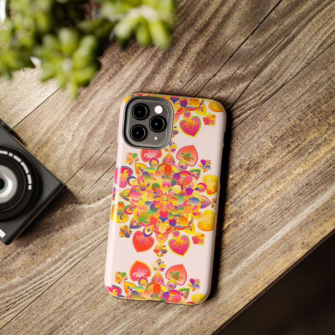 Hand drawn mandala art phone case with intricate and detailed design