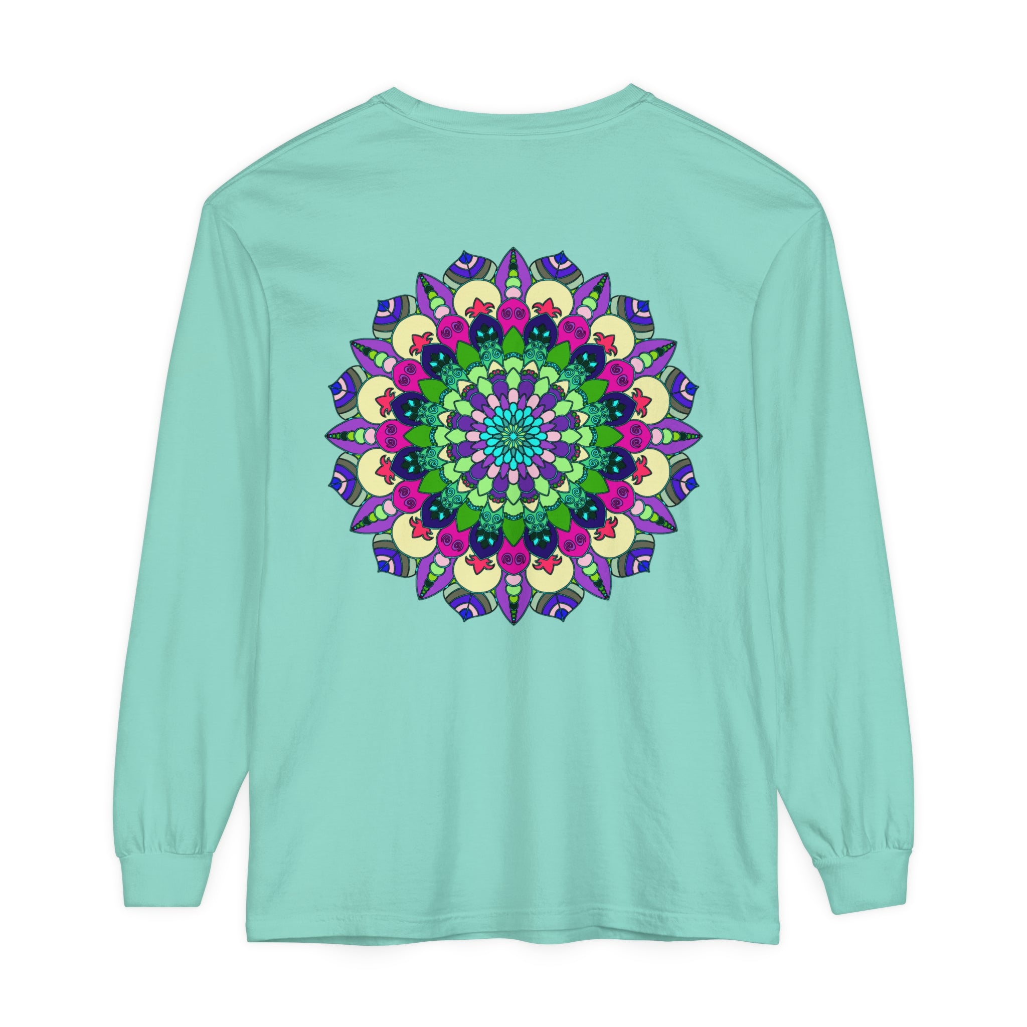 Colorful and intricate mandala design long sleeve t-shirt for all genders