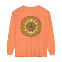 Intricate Mandala Unisex Long Sleeve T-Shirt featuring a detailed and colorful mandala design for both men and women