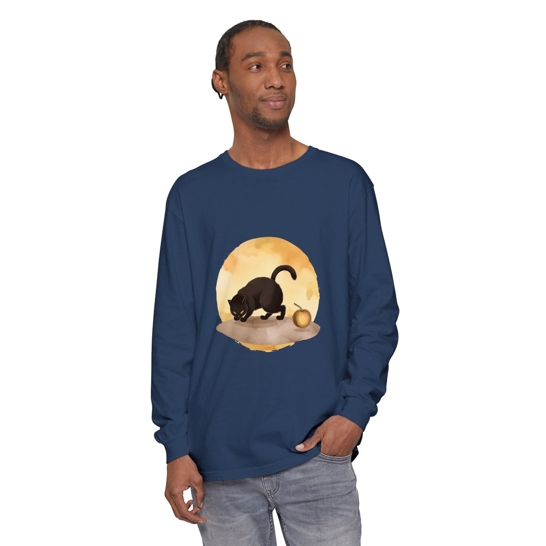 Black Cat Moonlit Mystery T-Shirt with Cat and Supernatural Moon