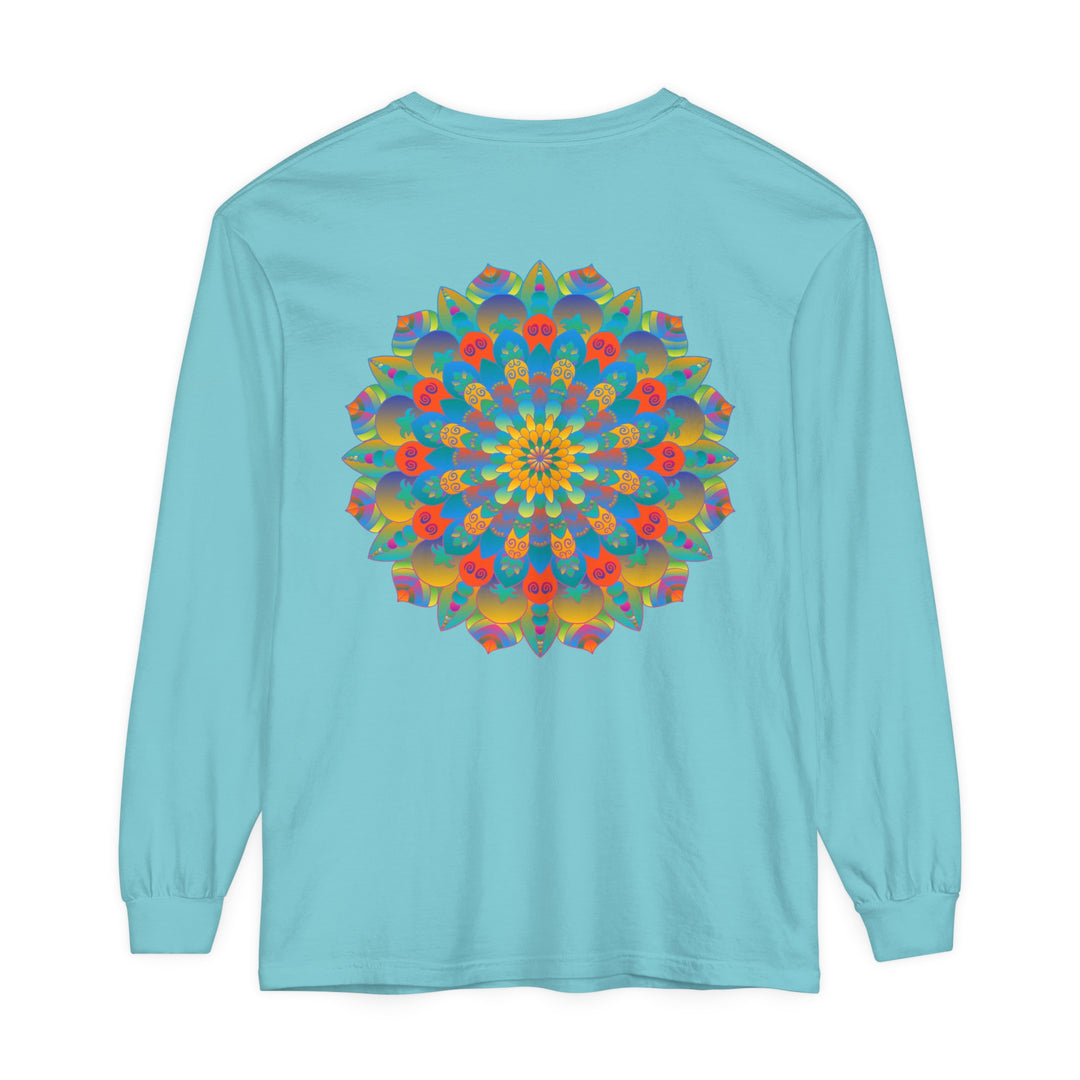 Vibrant Mandala Long Sleeve T-Shirt in Unisex sizes, colorful and eye-catching design