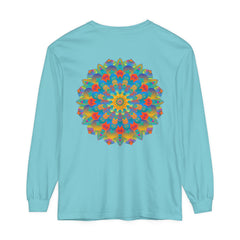 Vibrant Mandala Long Sleeve T-Shirt in Unisex sizes, colorful and eye-catching design