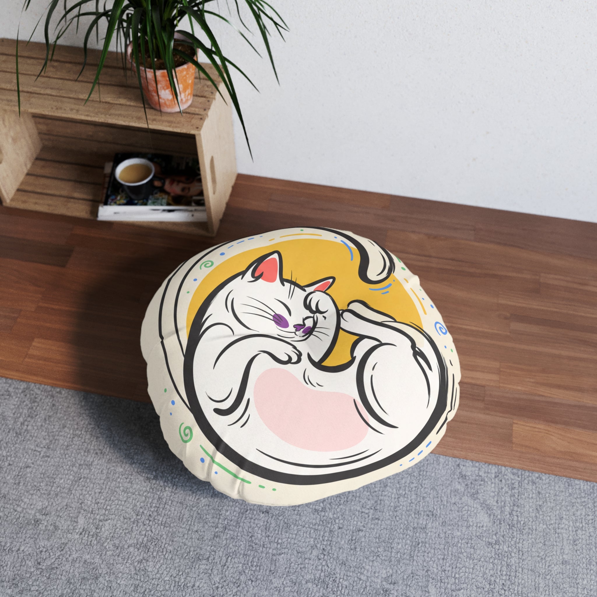 Cozy Crescent Cat Floor Pillow