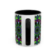 Vibrant and colorful mandala art mug with intricate and detailed design