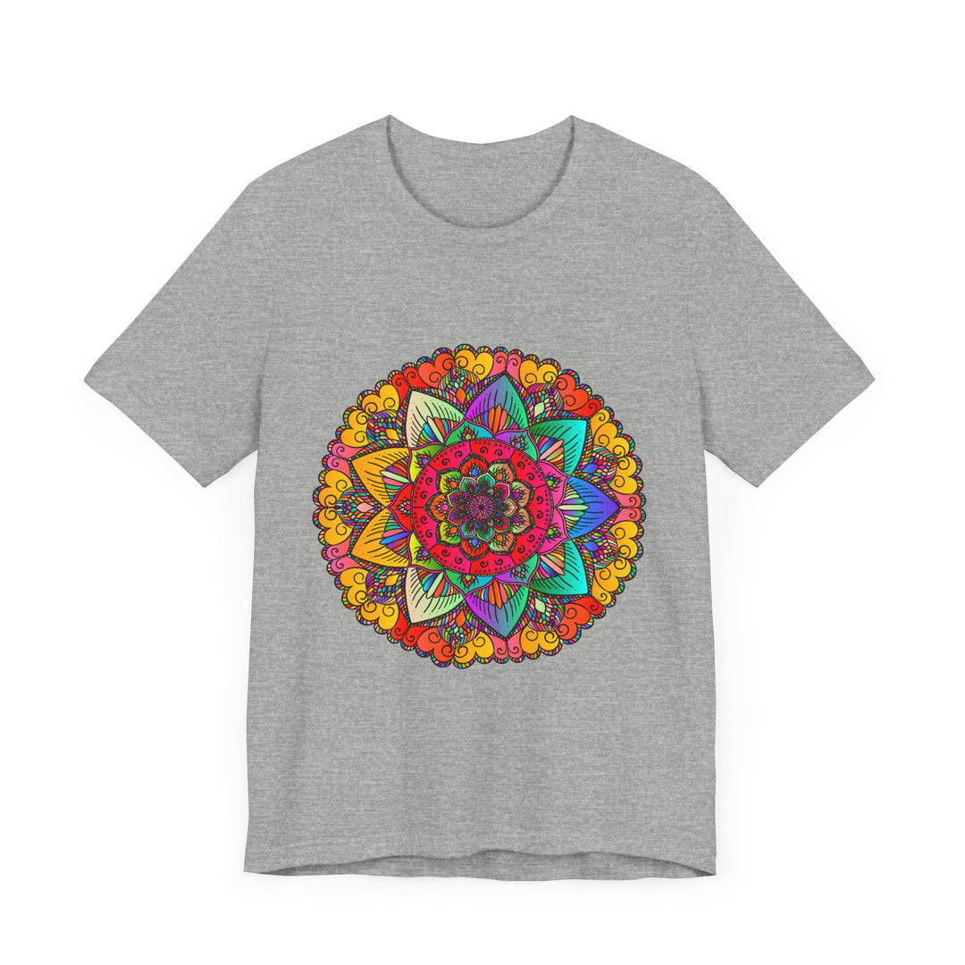 Vibrant Mandala Tee with Green and Blue Spiritual Design