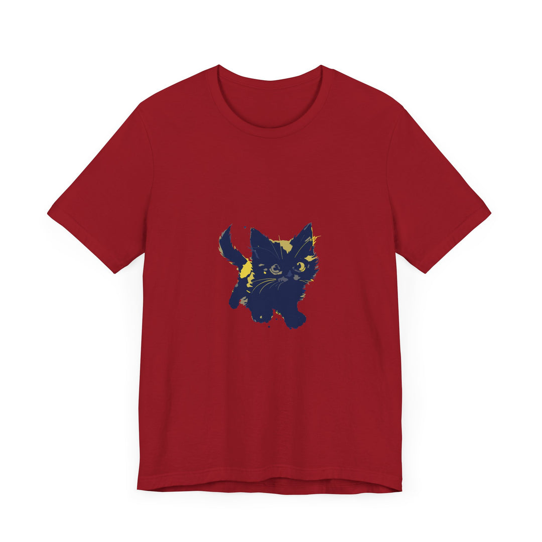 Black Cat Mystery T-Shirt with a cute and playful design, perfect for cat lovers and mystery enthusiasts alike