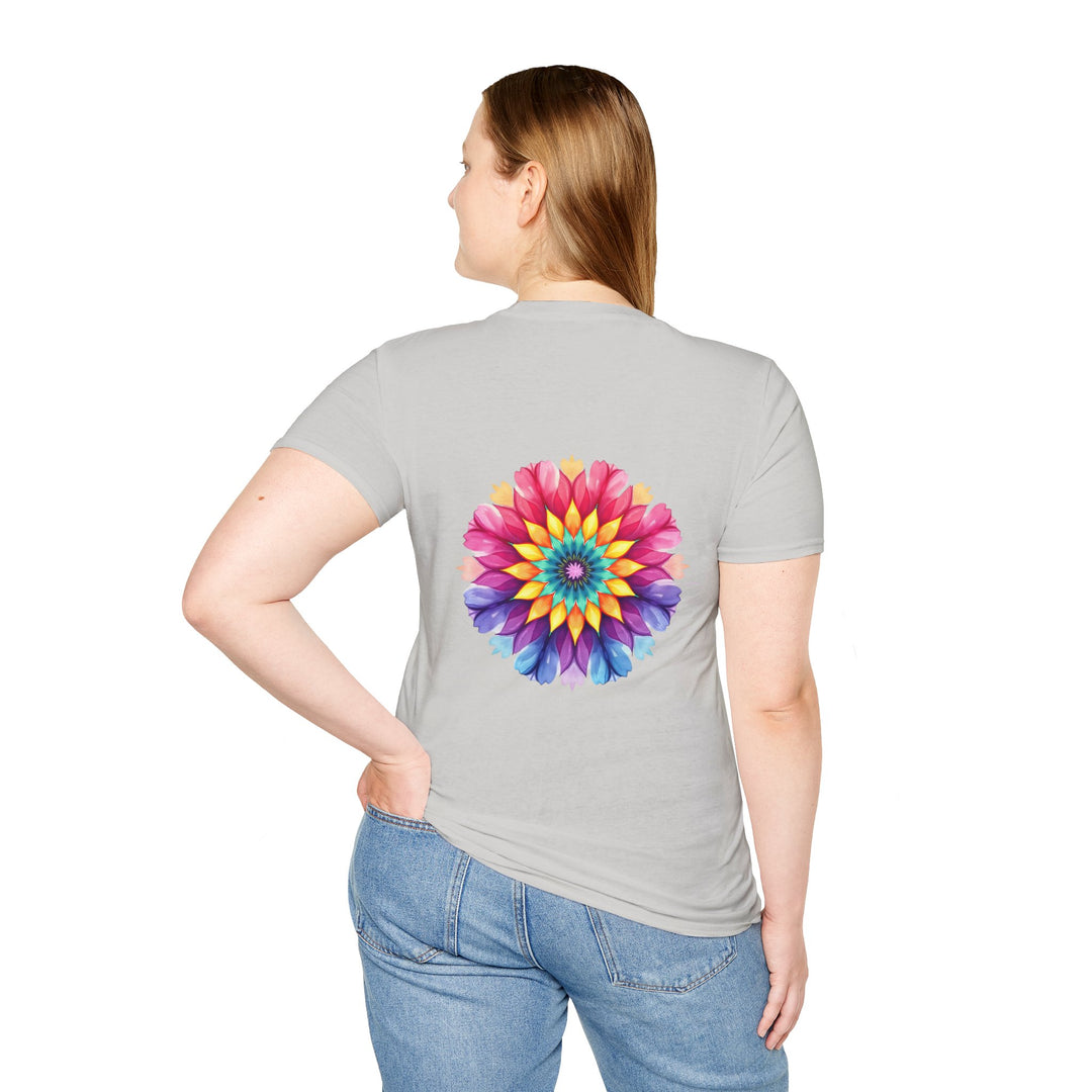 Floral Mandala Quote T-Shirt with intricate design and inspirational message for women's fashion