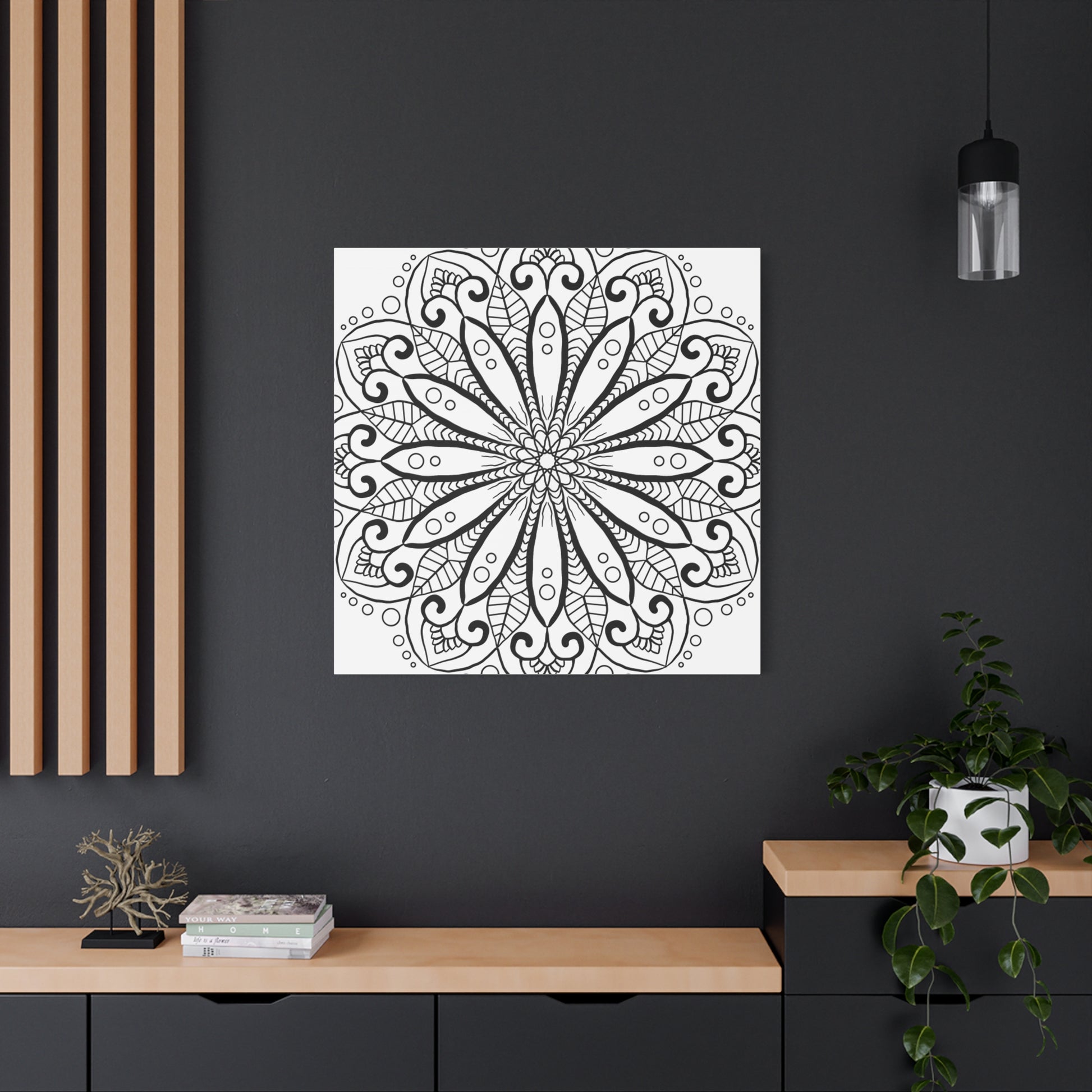 Handmade Mandala Art - Black & White Wall Art - Matte Canvas, Stretched, 125 alt text 40