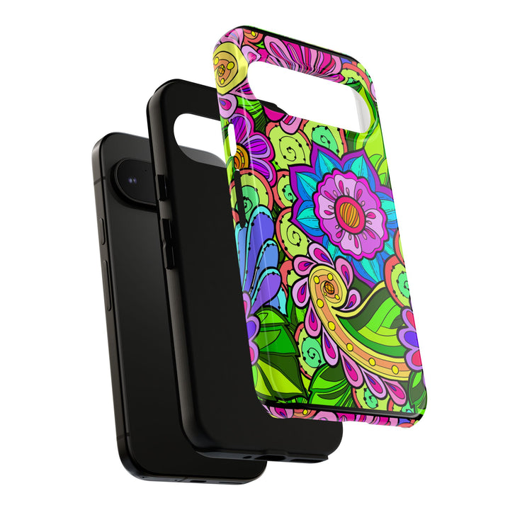 Floral Fantasy iPhone and Google Pixel Case in Bright Green Palette