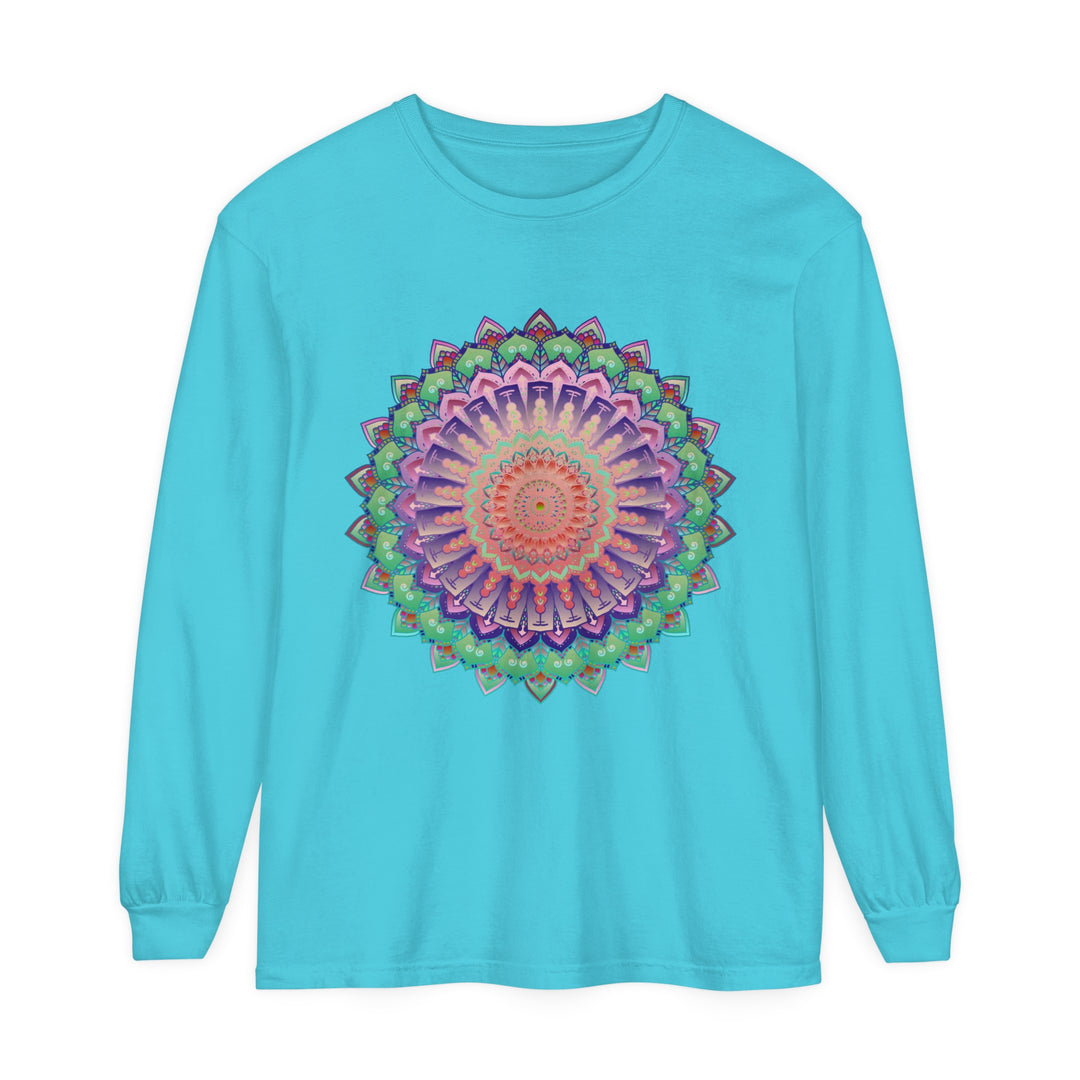 Colorful and intricate mandala design long sleeve unisex t-shirt for vibrant style