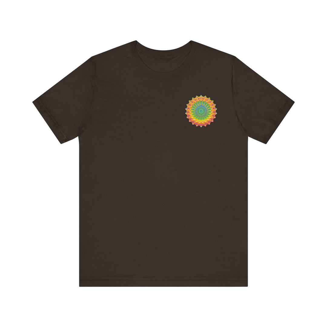 A beautiful, vibrant Mandala Tee featuring intricate spiritual designs for peace and harmony