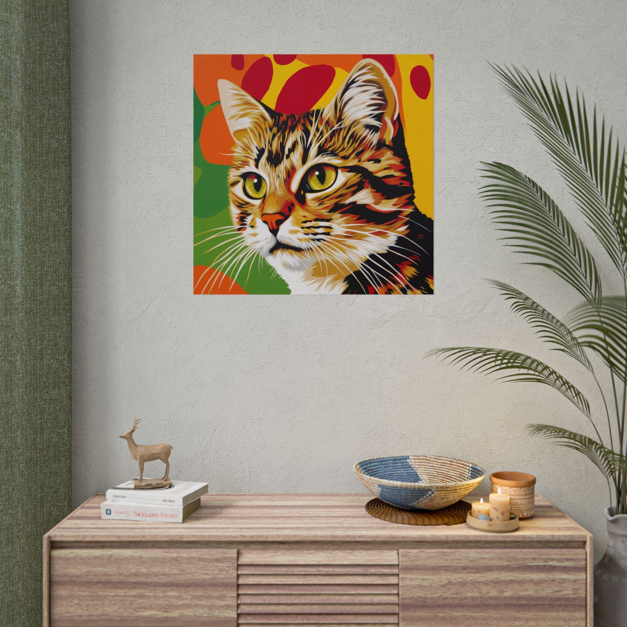 Colorful Pop Art Cat Poster — Rolled Wall Art for Cat Lovers