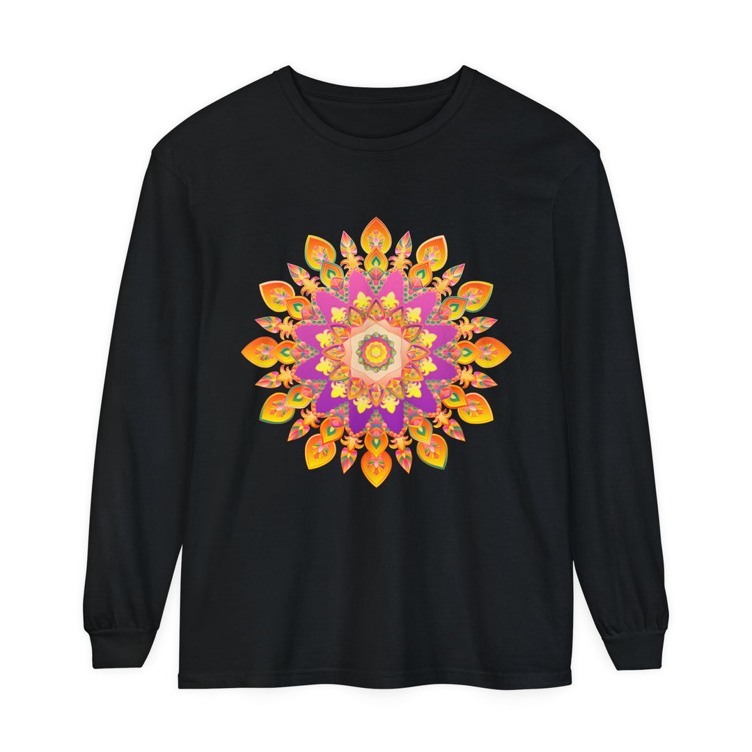 Colorful and intricate mandala design long sleeve t-shirt for all genders