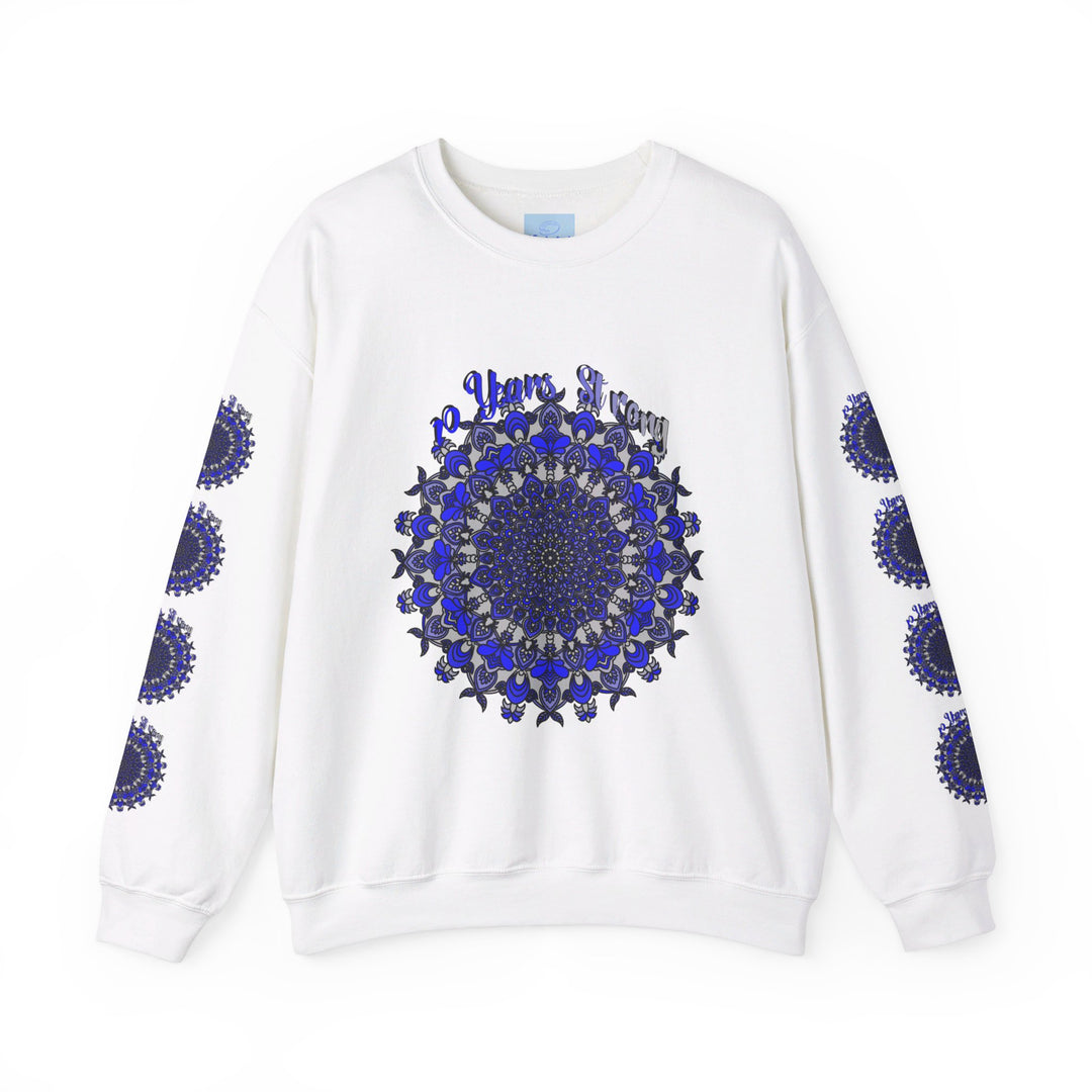 Stylish unisex sweatshirt in royal blue with 10th Anniversary insignia