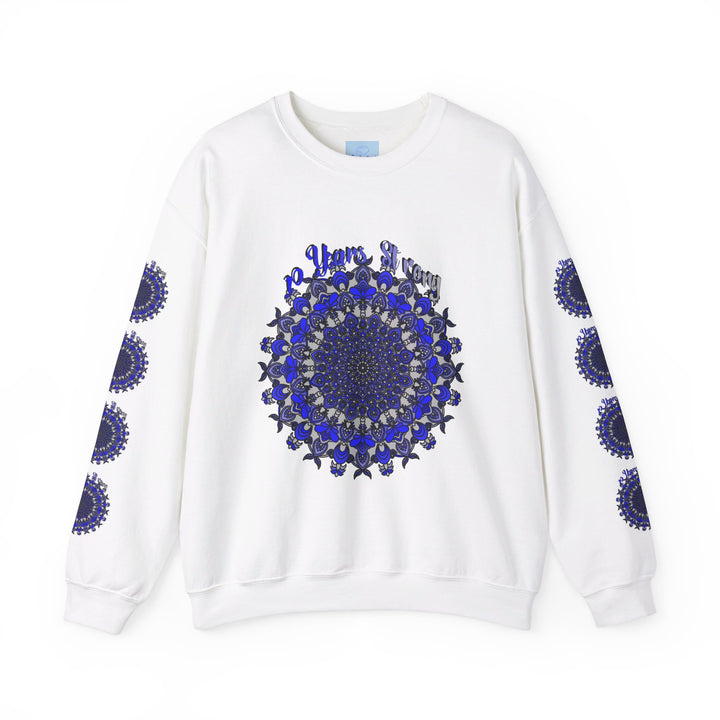 Stylish unisex sweatshirt in royal blue with 10th Anniversary insignia