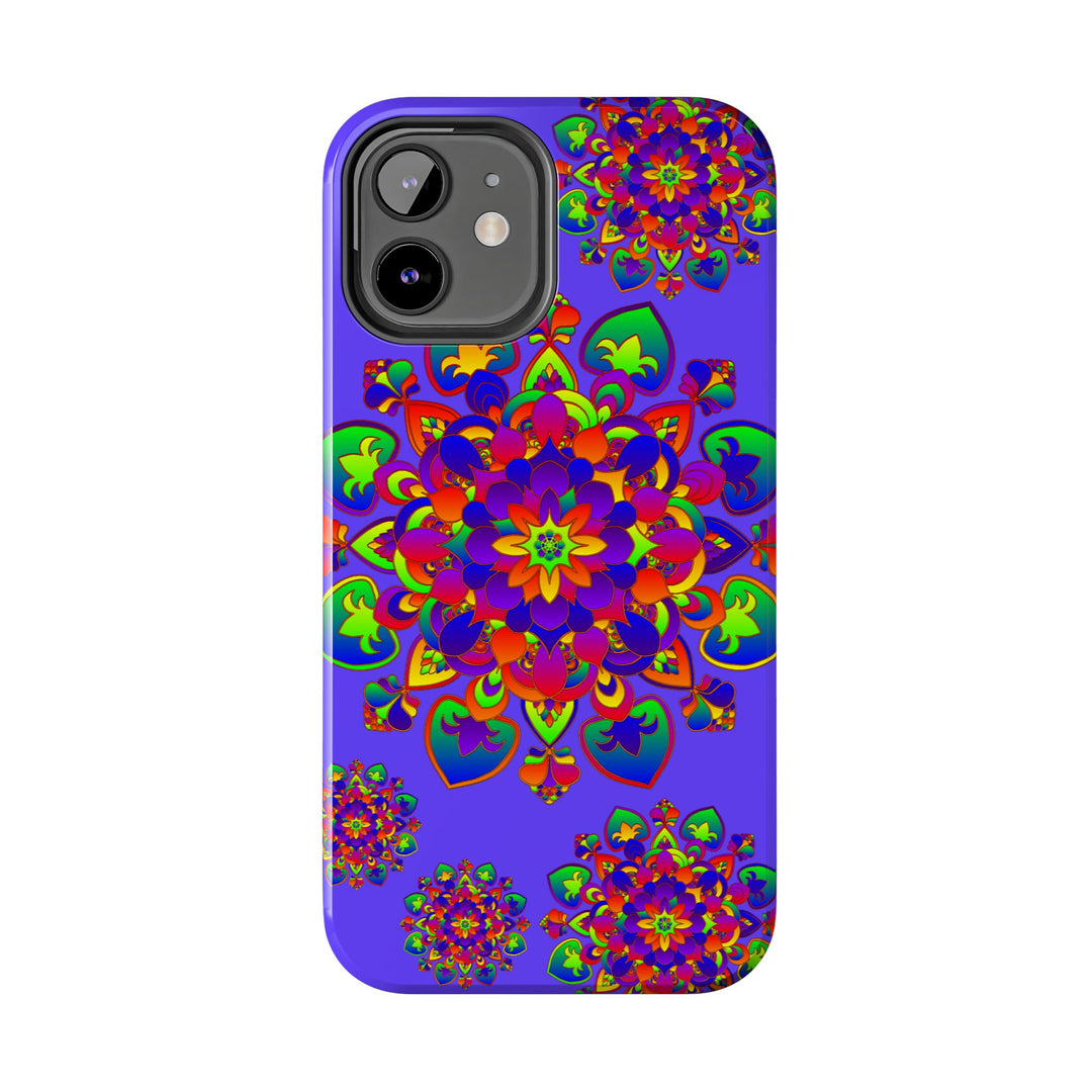 Colorful hand-drawn mandala rainbow design phone case for stylish protection