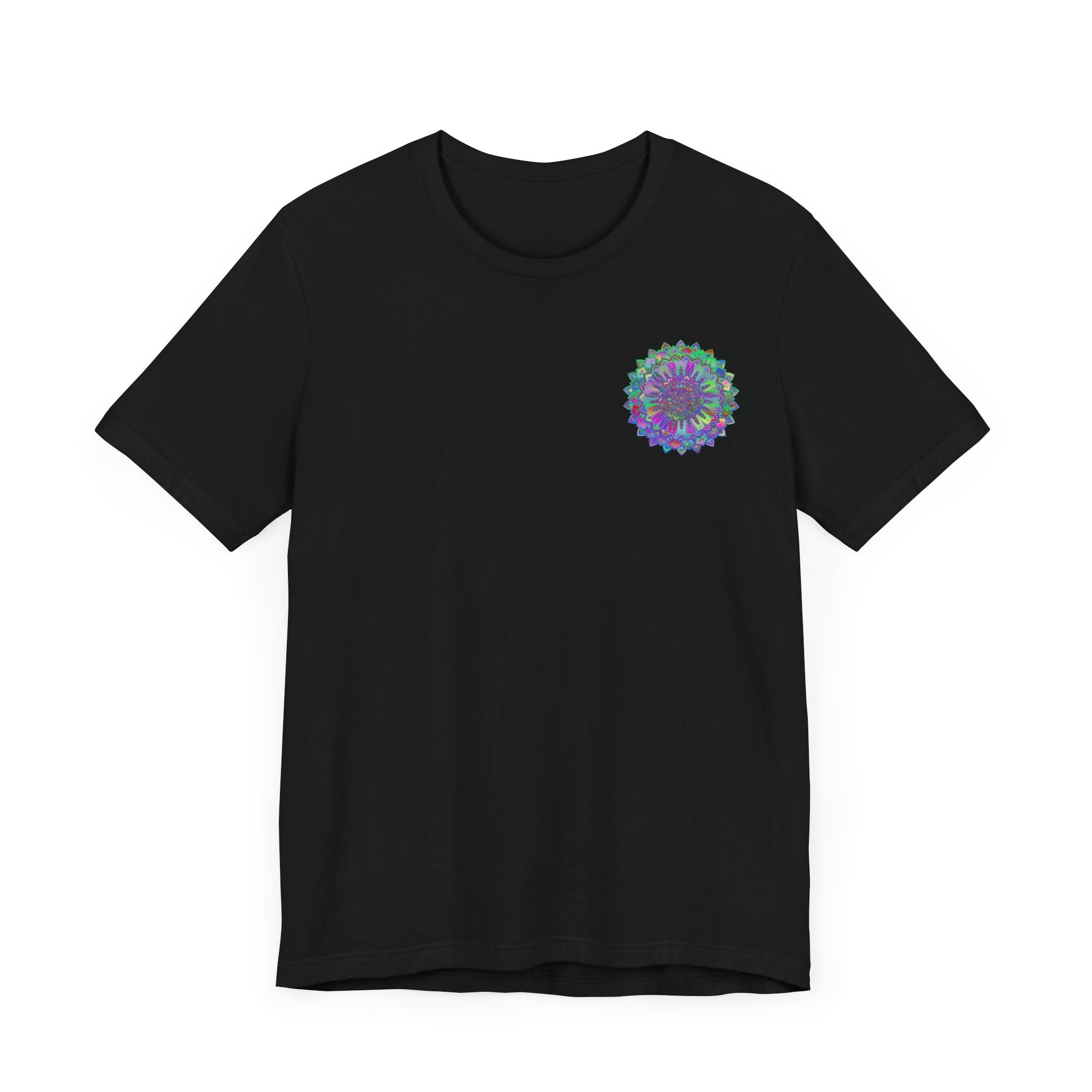 Vibrant Mandala Tee depicting the spiritual symbols of peace and harmony in colorful, intricate design, perfect for embracing positive energy and mindfulness