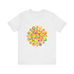 Colorful and intricate psychedelic mandala tee shirt with vibrant and trippy design