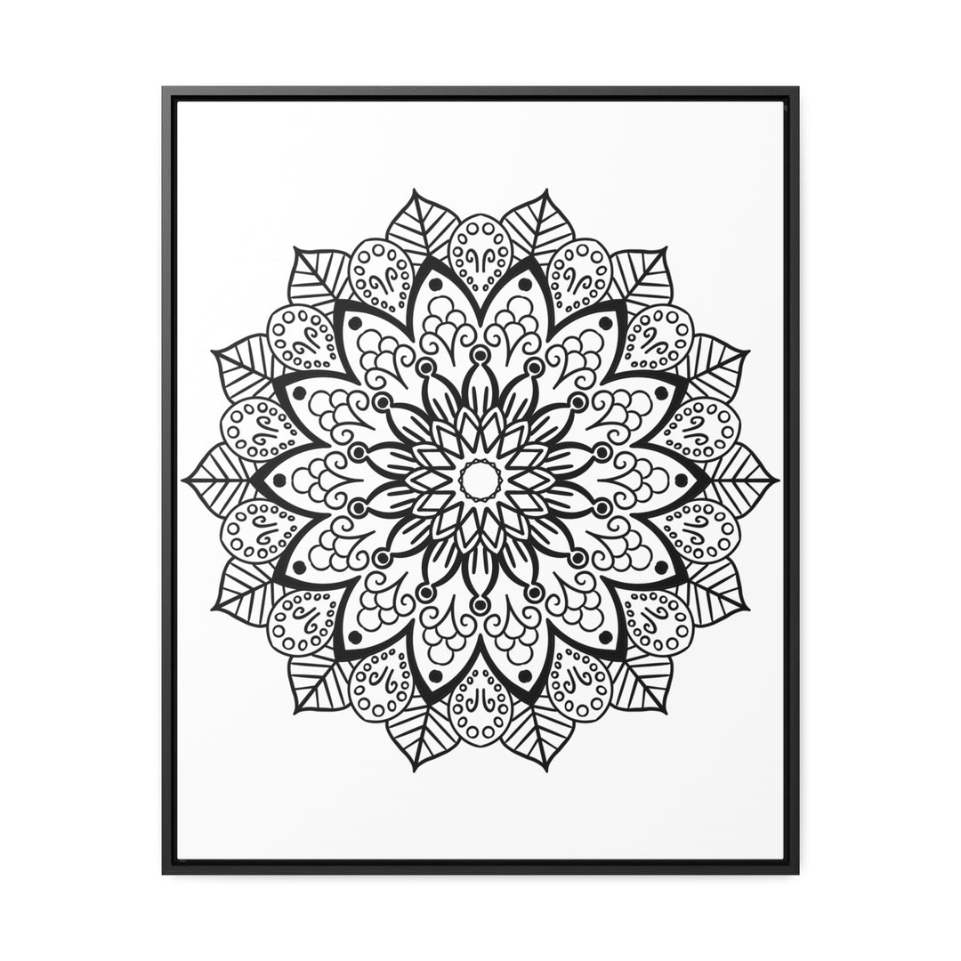 Mandala Handmade Art - Black & White Wall Art - Gallery Canvas Wraps, Vertical Frame - Beautifully crafted and intricate mandala design on high-quality canvas