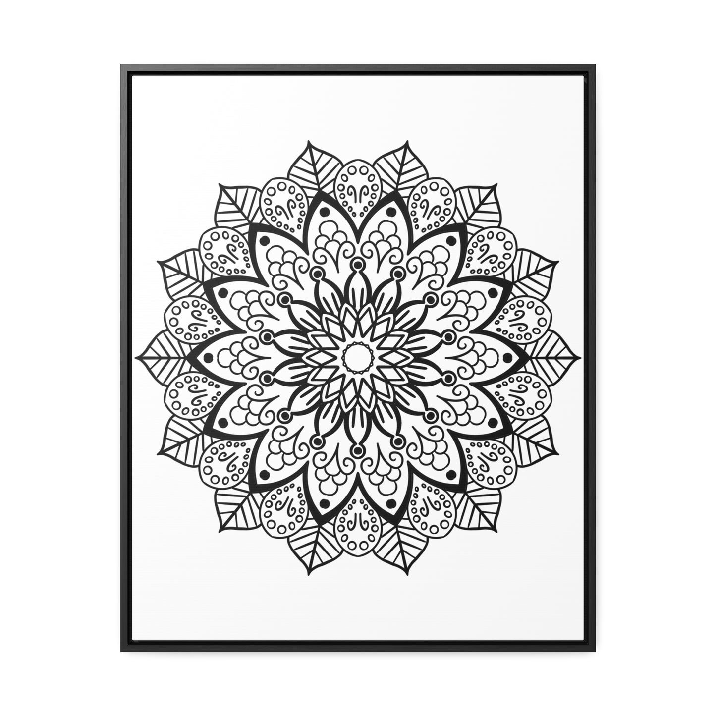 Mandala Handmade Art - Black & White Wall Art - Gallery Canvas Wraps, Vertical Frame - Beautifully crafted and intricate mandala design on high-quality canvas