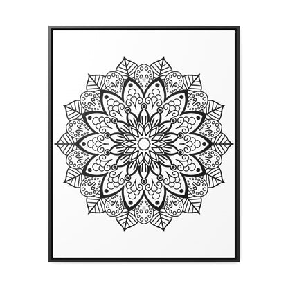 Mandala Handmade Art - Black & White Wall Art - Gallery Canvas Wraps, Vertical Frame - Beautifully crafted and intricate mandala design on high-quality canvas