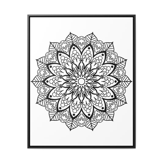 Mandala Handmade Art - Black & White Wall Art - Gallery Canvas Wraps, Vertical Frame - Beautifully crafted and intricate mandala design on high-quality canvas