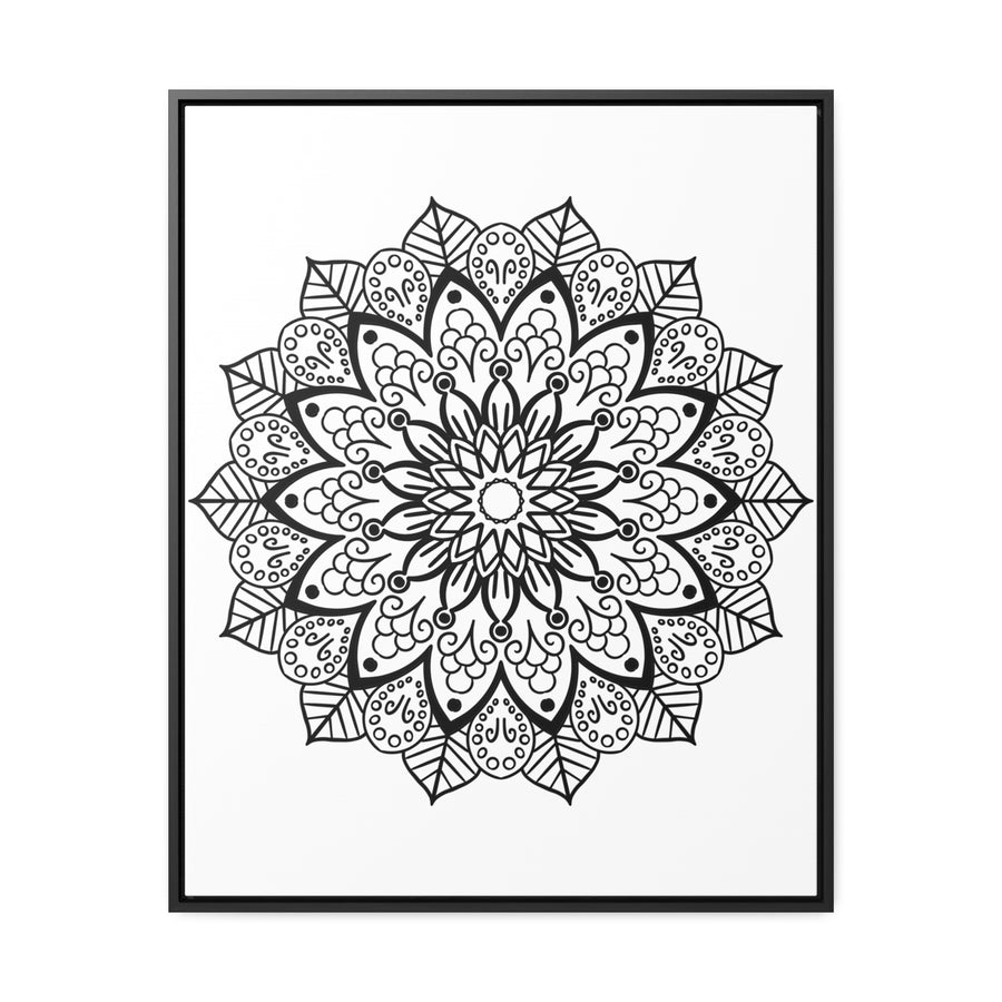 Mandala Handmade Art - Black & White Wall Art - Gallery Canvas Wraps, Vertical Frame - Beautifully crafted and intricate mandala design on high-quality canvas