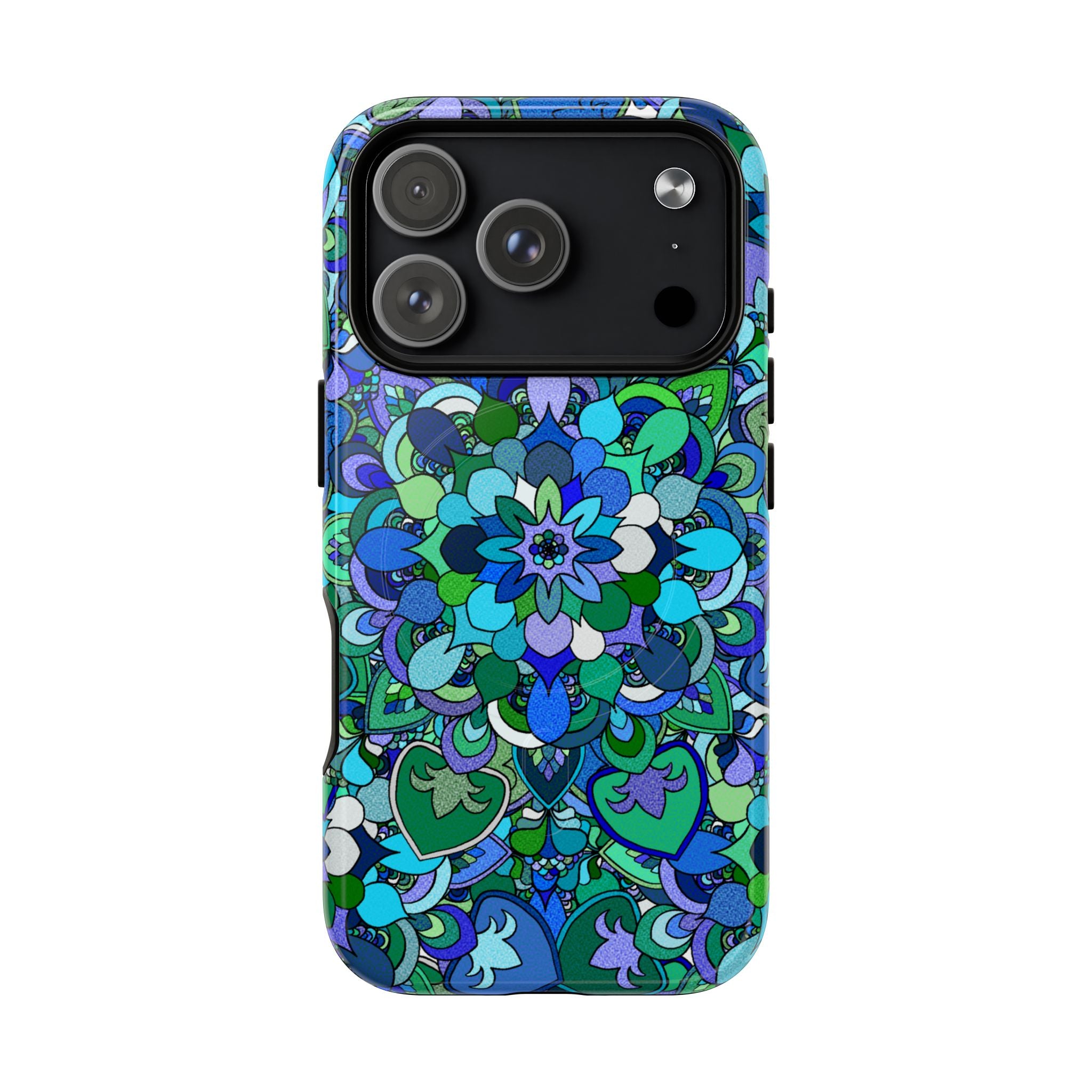 Floral Mandala Tough Magnetic Phone Case — Blue Green Pattern